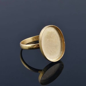 925 silver gold plated oval bezel cup Ring, blank cup ring collet, 6x4mm - 25x20mm oval shape gemstone bezel cup for ring making jewelry