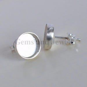 925 sterling silver round bezel cup blank Stud earring collet 3mm - 30mm round gemstone bezel cup earring metal casting, stud Earring bezel