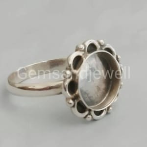 Antiques Designer Round Bezel Cup Blank Ring 925 sterling silver Cabochon Setting Mounting Ring Making Jewelry, Handmade Diy Ring supply