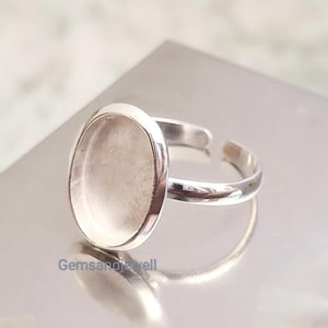 Adjustable oval bezel ring Solid 925 Silver Oval Thick Bezel Blank Ring, 6x8mm - 30x20mm cabochon Setting bezel, wholesale DIY bezel supply