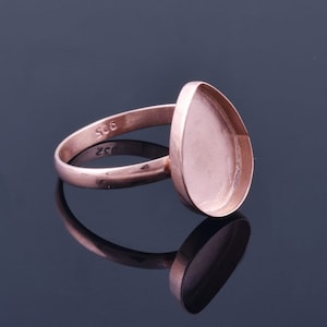 925 silver pear bezel cup rose gold plated ring collet, 6x4mm - 25x20mm gemstone bezel cup for ring making, Diy ring