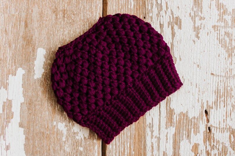 crochet hat crochet beanie messy bun hat messy bun beanie bun beanie ready to ship Claire Bun Beanie ready to ship puff stitch