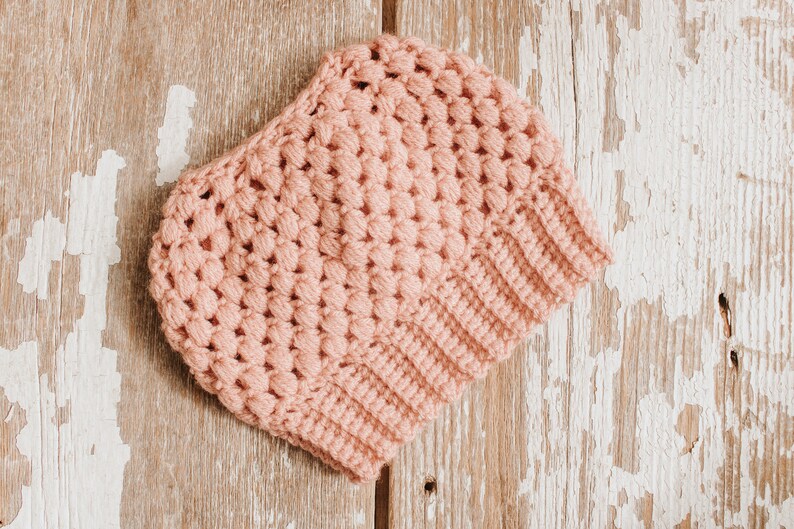 crochet hat crochet beanie messy bun hat messy bun beanie bun beanie ready to ship Claire Bun Beanie ready to ship puff stitch