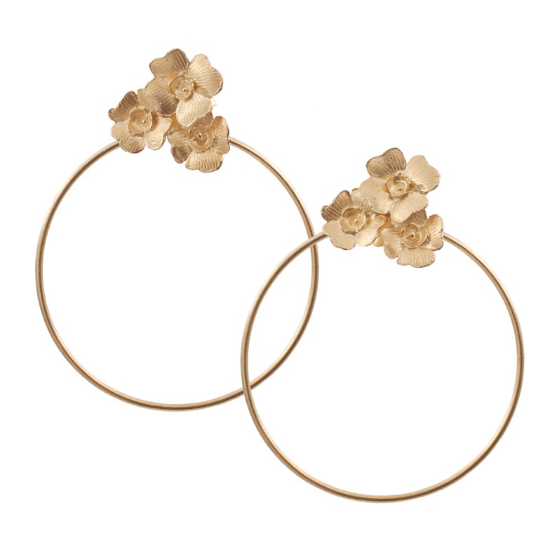 silver plating with gold Floreal earrings with circles