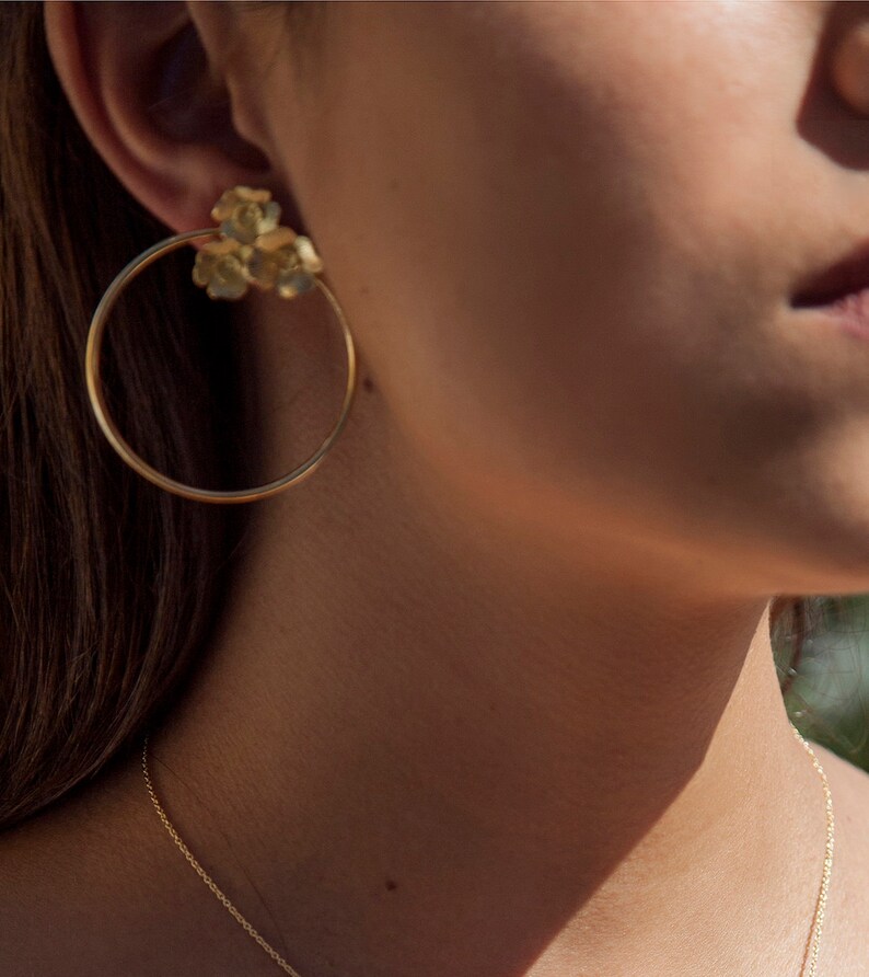 silver plating with gold Floreal earrings with circles