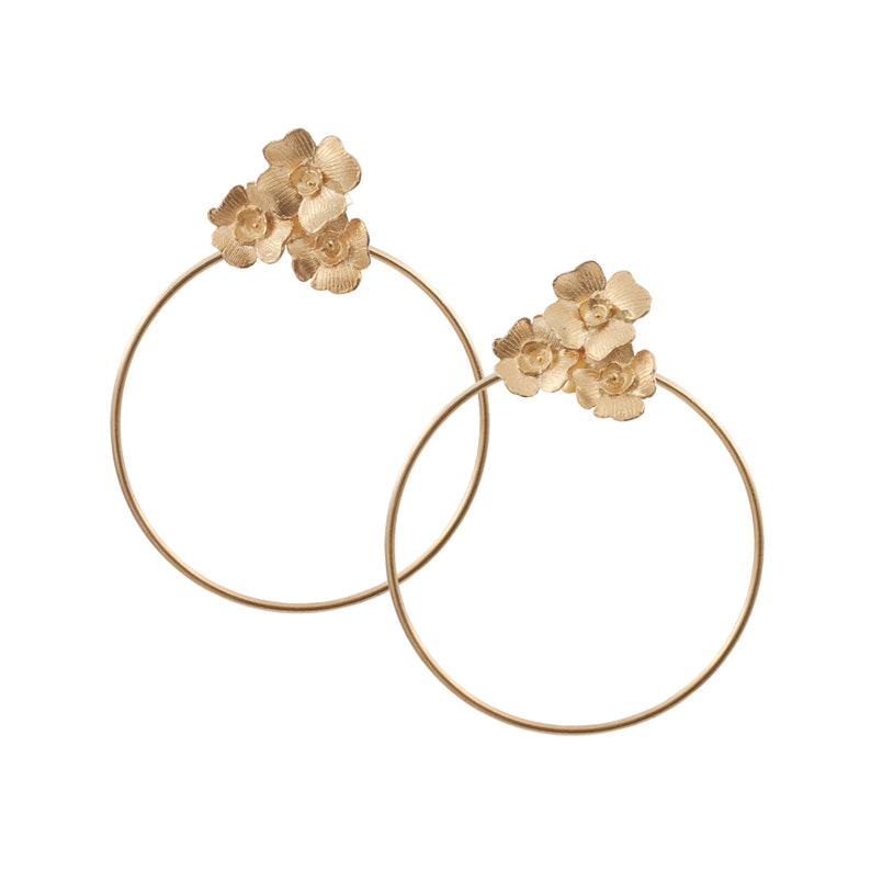 silver plating with gold Floreal earrings with circles