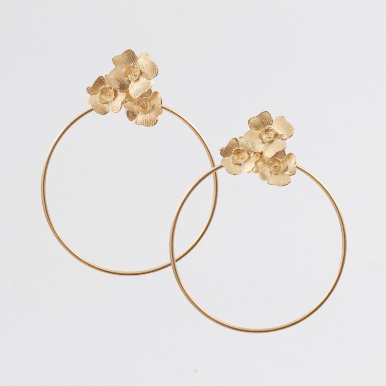 silver plating with gold Floreal earrings with circles