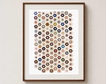 Vintage Quilt wall art downloadable print - Printable textile art boho living room artwork - Granny chic cottage decor patchwork poster