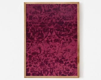 Burgundy velvet textile wall print, Printable art, European luxury aesthetic
