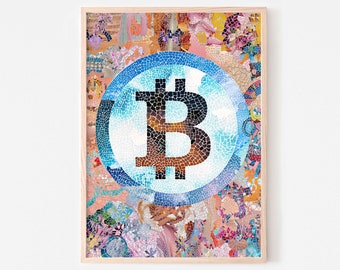 Bitcoin poster downloadable print, Crypto wall art home office decor, Cryptocurrency art bitcoin logo artwork, Printable bitcoin symbol