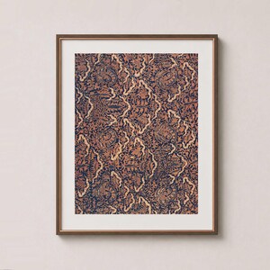 Wavy Parang – Indonesian Batik Textile Wall Art Print – Navy & Copper