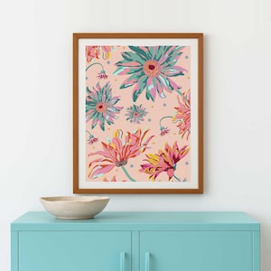 Gänseblümchen Blumen drucken große Retro Ästhetik | Pastell Gänseblümchen Poster herunterladbare Blumen Boho Dekor | Moderne botanische Galerie-Wandgrafik