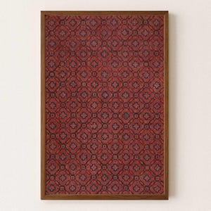 Ceplok Floral Pattern – Indonesian Batik Textile Wall Art Print – Dark Red Burgundy