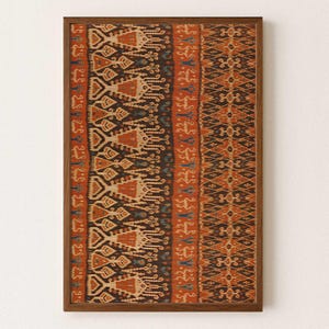 Ceremonial Tribal Ikat – Indonesian Textile Wall Art Print – Orange, Brown & Terracotta
