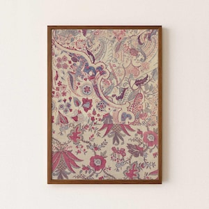 Tapiz de flores de chintz indias vintage - Descarga digital - Patrón de arte popular floral desgastado - Impresión textil para pared en violeta apagado