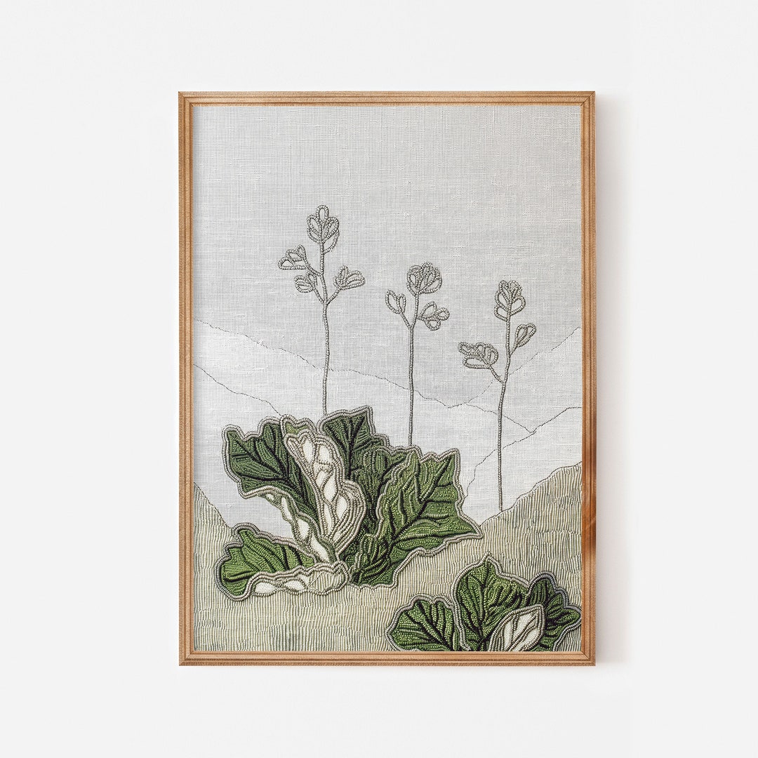 Kale Printable Plant Tapestry in Muted Green, Minimalist Herb ...