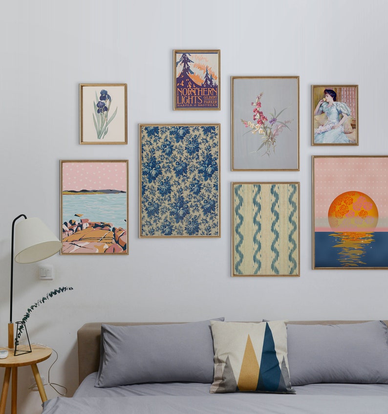 Navy Blue Gallery Wall Prints Set Downloadable Art Bundle Etsy