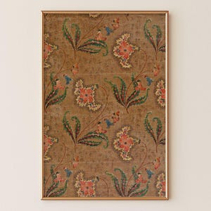 Antique Chintz Floral Fabric Print – Vintage Botanical Wall Art (Digital Download)