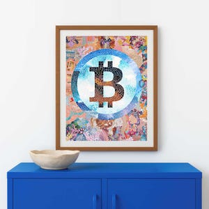 Bitcoin Poster Cryptocurrency Art - Crypto Wall Art Home Office Decor - Downloadable Print - Bitcoin Logo Artwork - Printable BTC Symbol