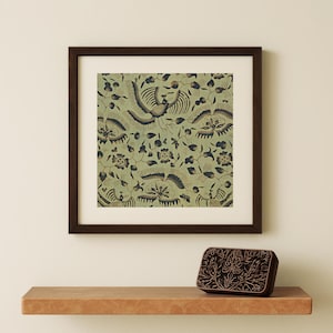 Traditional Batik Indonesian wall decor downloadable print - Printable textile wall art vintage artwork - Modern boho picture tribal poster