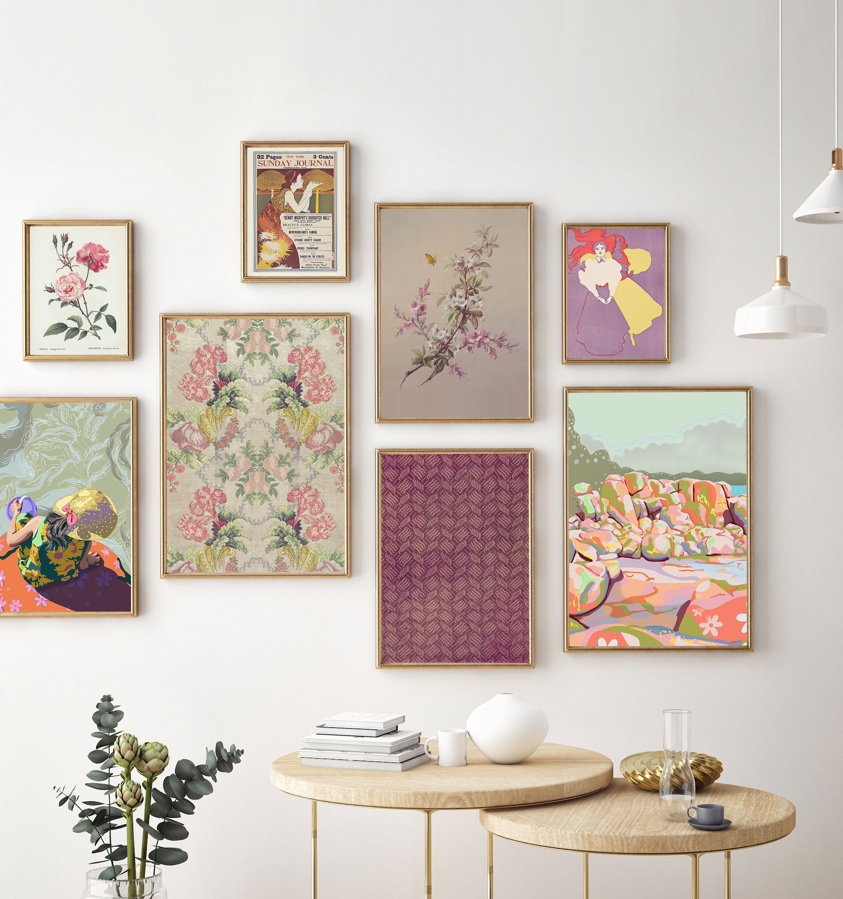 Purple Floral Gallery Wall Prints Set of 8 Downloadable Art Etsy