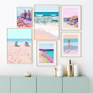 Set of 6 Modern Beach Prints Download, Ocean Graphics Gallery Wall Art ...