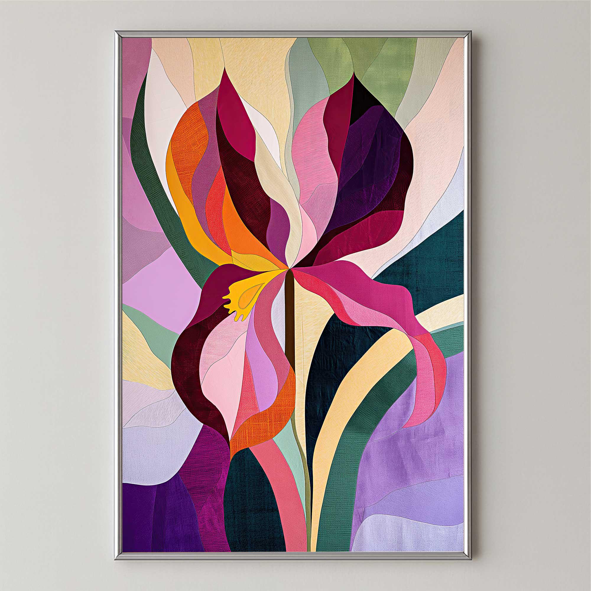 Abstract Orchid Art Print, Colorful Floral Tapestry, Modern