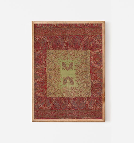 Burgundy Vintage Textile Prints Wall Art Download Printable Etsy UK