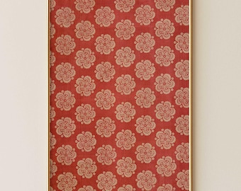 Roter antiker indischer Blockdruck Floral - Folklore Textildruck - Vermillion & Beige