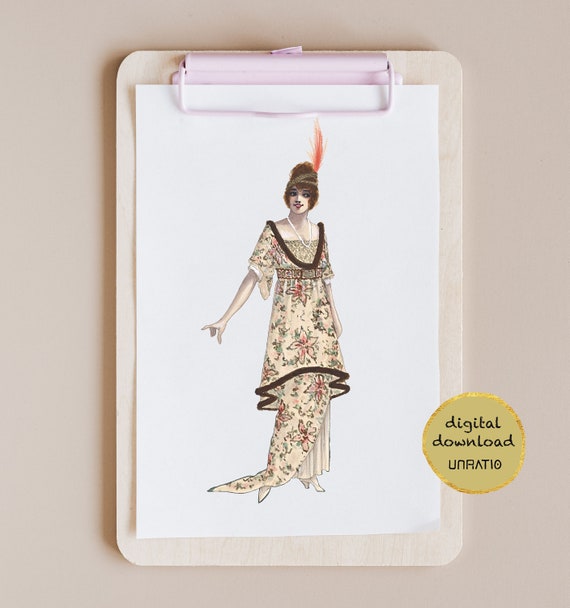 flapper girl fashion print digital download vintage artwork etsy etsy