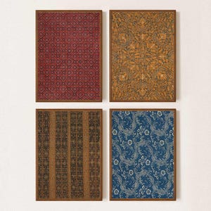 Batik Indigo Art Prints, dunkle Töne Textilwandkunst Set (Digitaler Download)