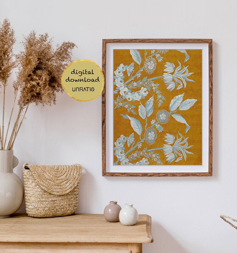 Tan ochre vintage wall art downloadable print Printable Etsy