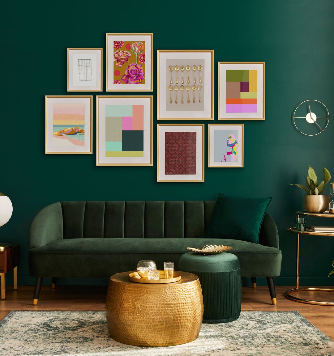 Eclectic Gallery Wall Set of 8, Neon 80s Wall Art Bundle Printable