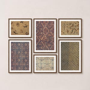 Indonesian Batik Gallery Wall Set – Antique Textile Art Prints (6 Pieces)