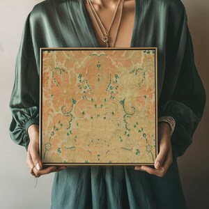 Olive Gold Velvet Print - Neutral Textile Decor in Earthy Terracotta Tones - Printable Antique Wall Art