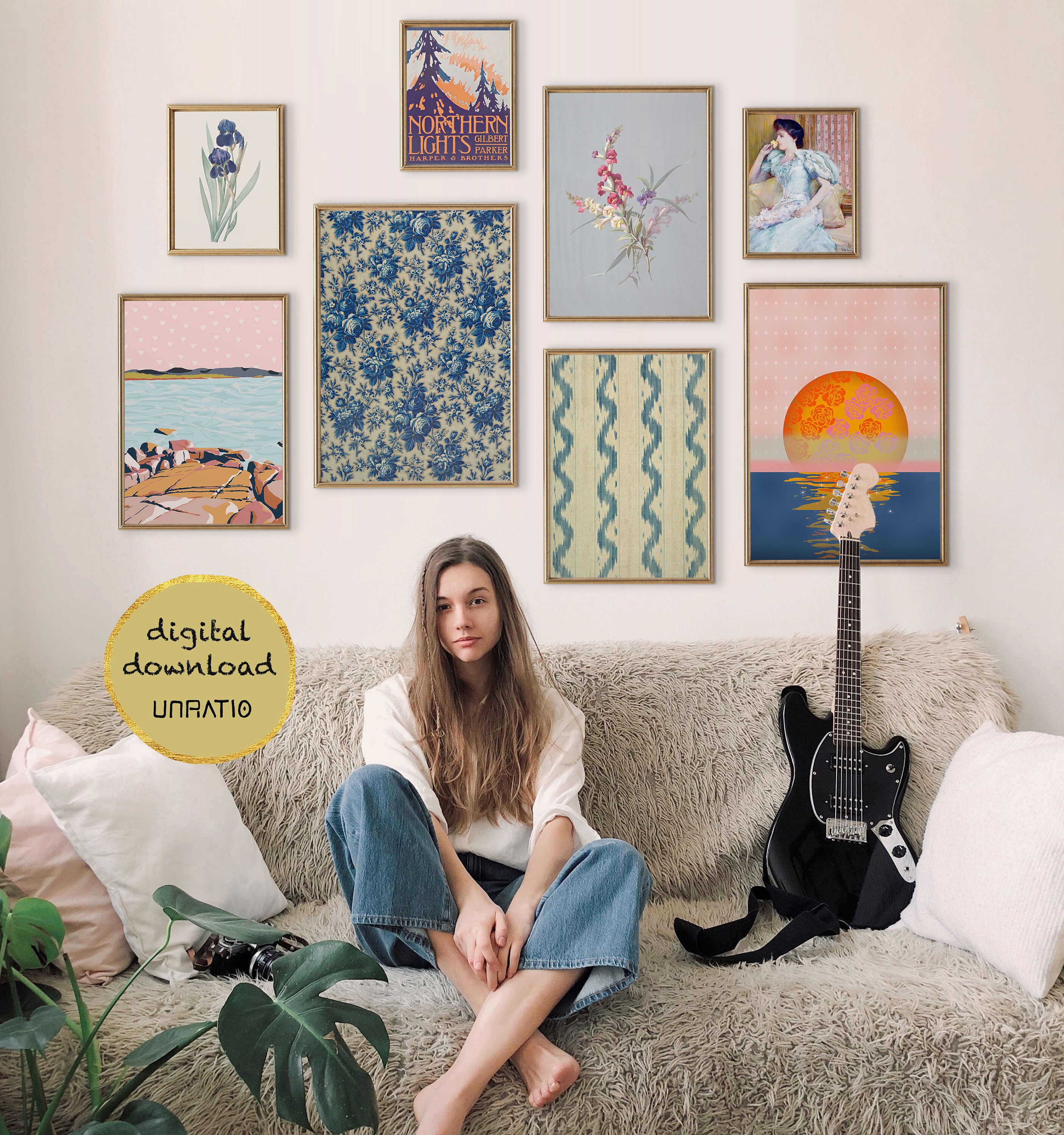 Navy Blue Gallery Wall Prints Set Downloadable Art Bundle Etsy Australia