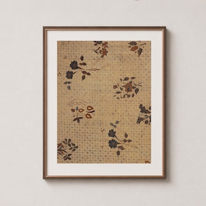 Javanese Isen Floral – Indonesian Batik Textile Wall Art Print – Tan & Dark Brown