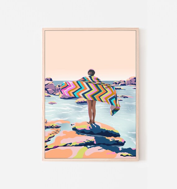 Colorful Bright Beach Towel Print Downloadable Australian - Etsy