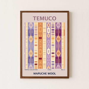Mapuche art Chile travel art exhibition poster, South American decor, Traditional geometric design, Ethnic textile print, Chilean artwork