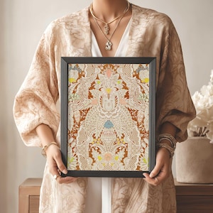 Unusual Bohemian Print - Antique Tapestry With Floral Pattern - Vintage Boho Textile Wall Art