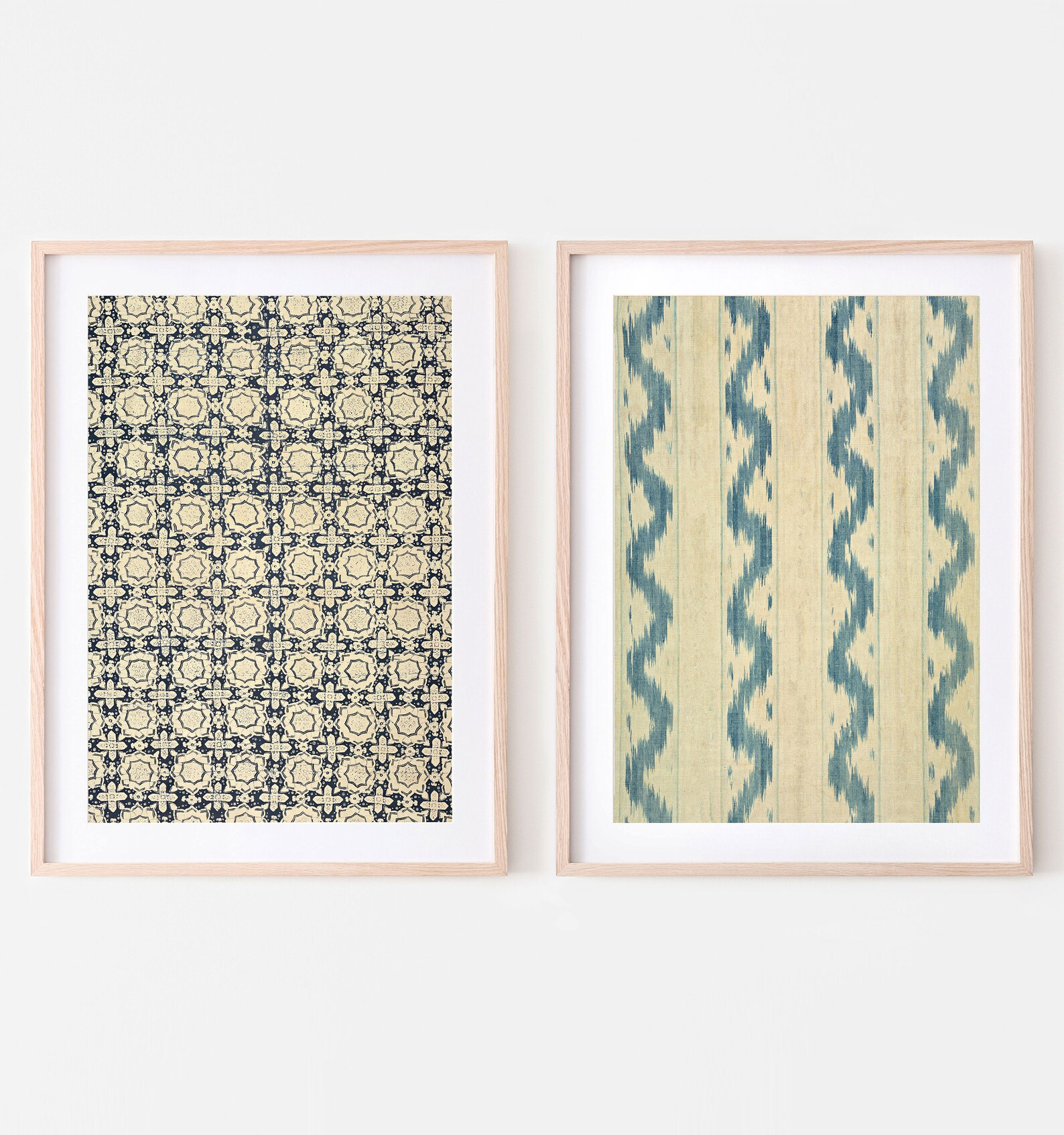 Indigo Batik Blue Textile Wall Art Downloadable Gallery Wall | Etsy