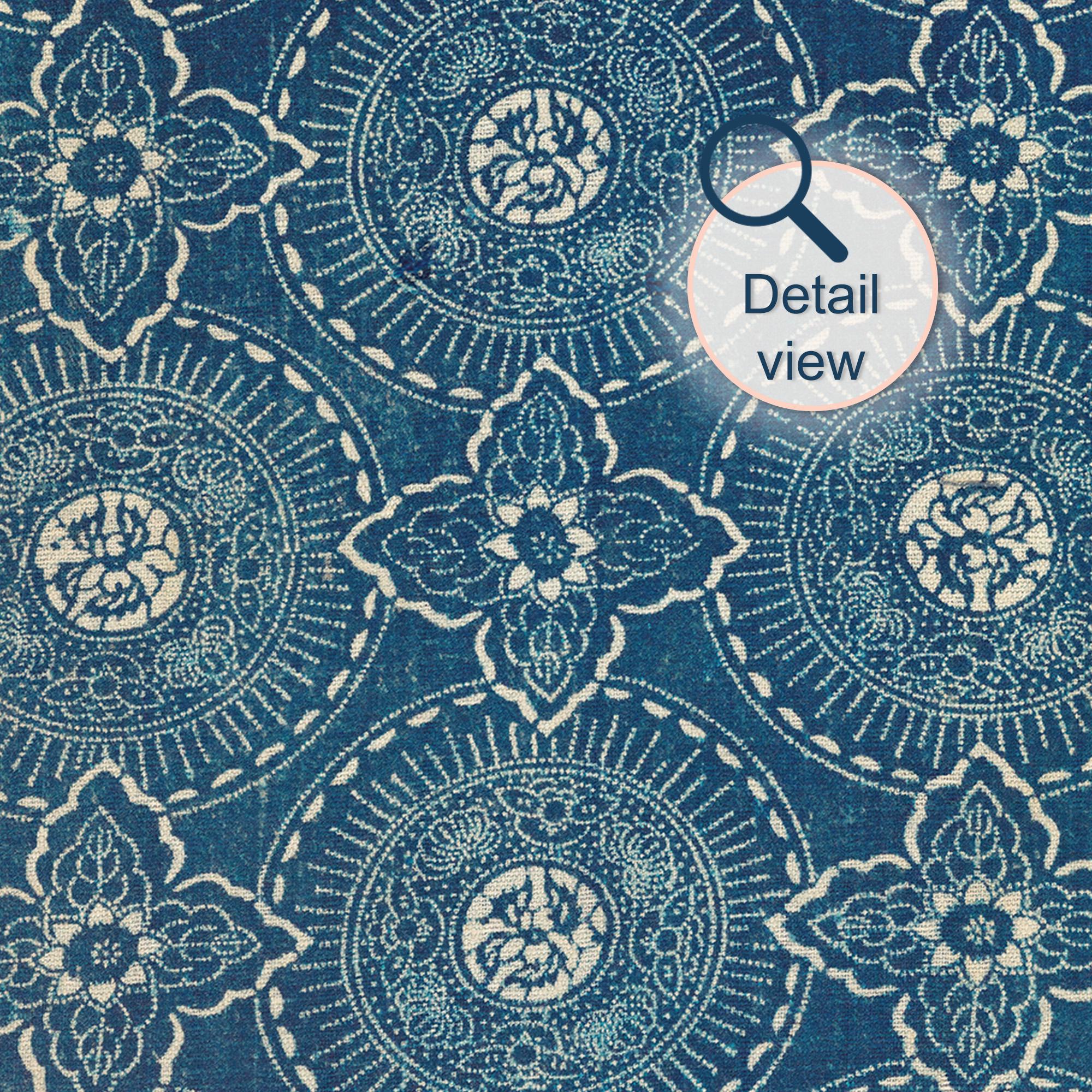 Japanese Katazome Sunburst – Indigo Textile Wall Art Print – Deep