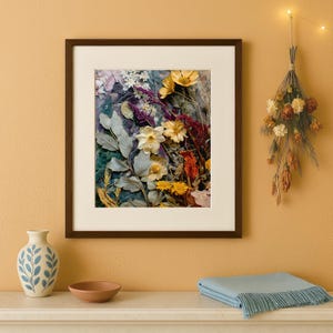 Bunte getrocknete Blumen Wand Kunst herunterladbare Druck, erdige Töne Kraut Poster Apotheker Kunst, gepresste Wildblumen botanische Kunst