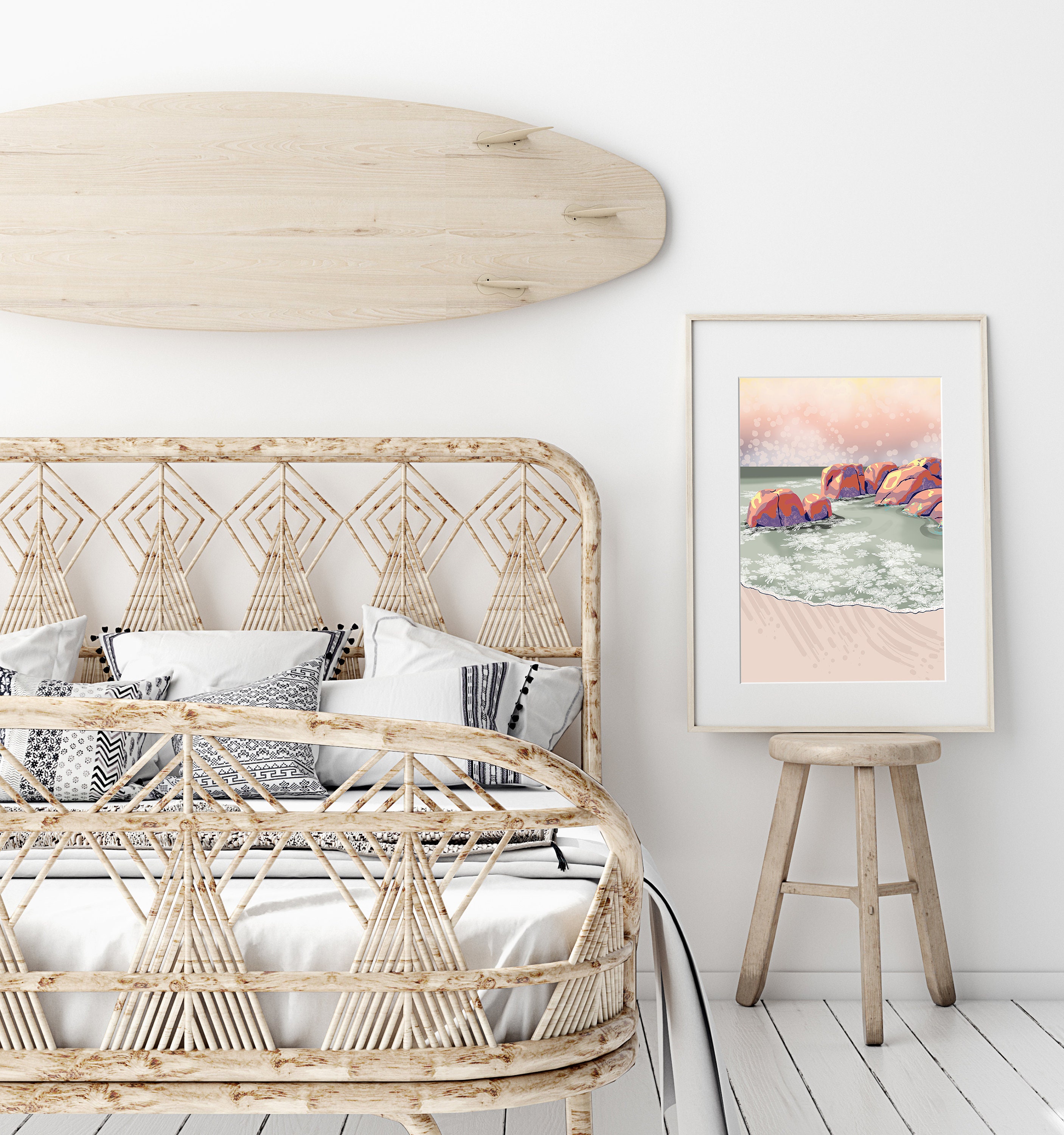 Pretty Pastel Colour Beach Illustration Summer Aesthetic | Etsy
