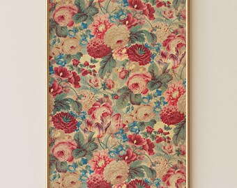 French Chintz Floral Print - Vintage Victorian Wall Art (Digital Download)