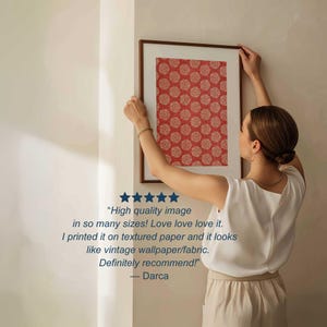 Roter antiker indischer Blockdruck Floral - Folklore Textildruck - Vermillion & Beige Bild 8