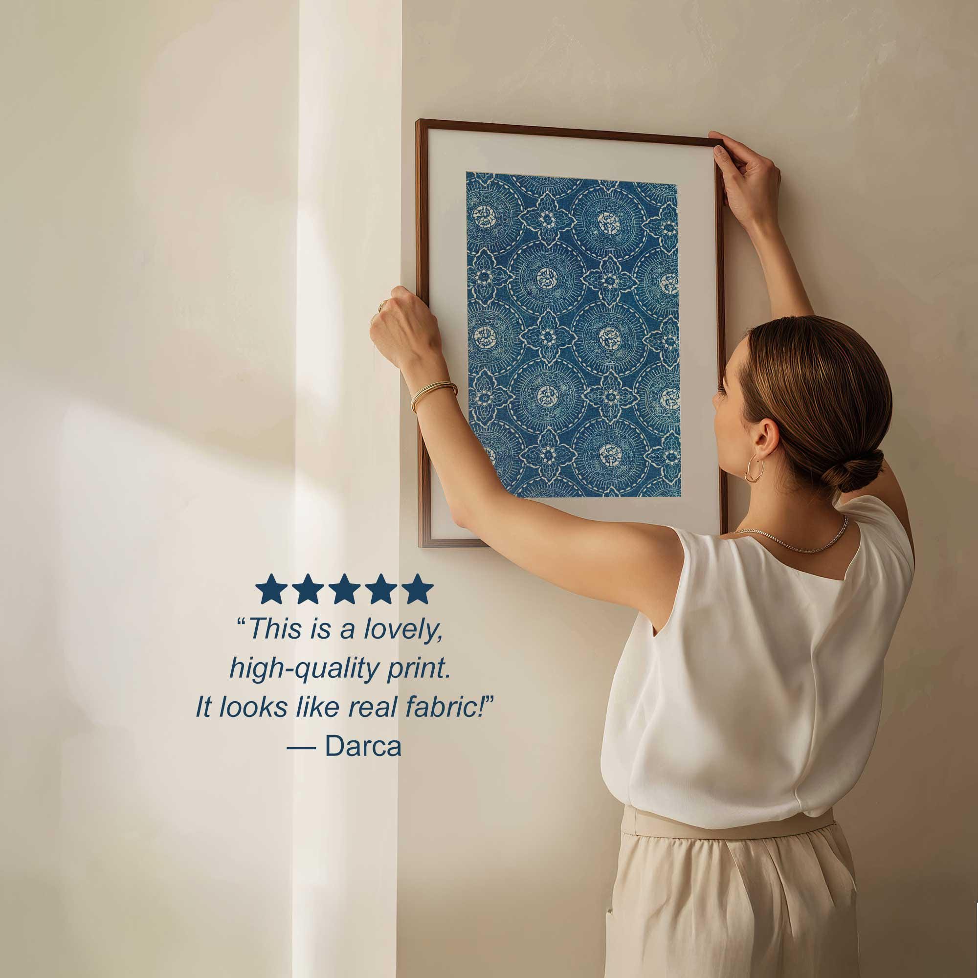 Japanese Katazome Sunburst – Indigo Textile Wall Art Print – Deep