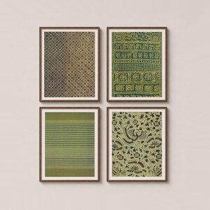 Green Batik Textile Prints, Balinese Gallery Wall Set 4 (Digital Download)