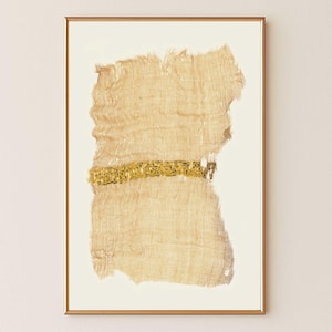 Egyptian Gold Linen Fragment – Ancient Textile Wall Art Print – Cream & Antique Gold (Digital Download)