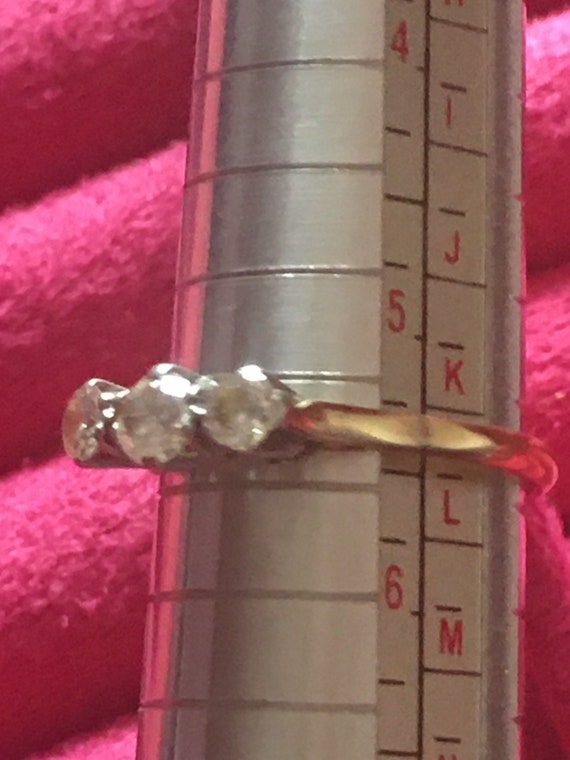 antique 18ct gold ring 3 stone diamond gold ring … - image 8